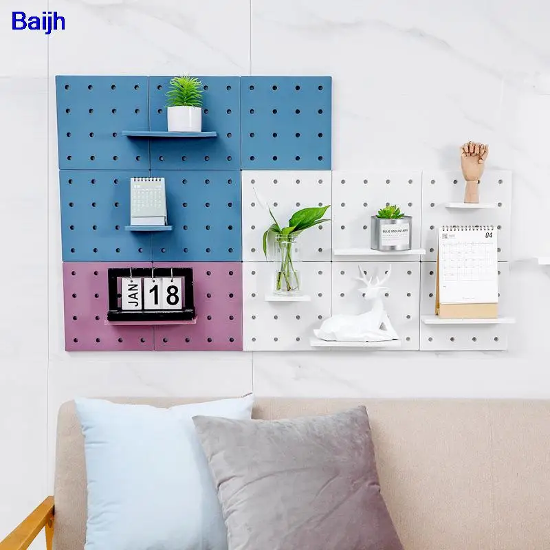 

Wall Mount Household Hole Board Racks Shelf Plastic Hanging Photo Frame Small Pot Cups Storage Organizer Closet Shelf Home Decor