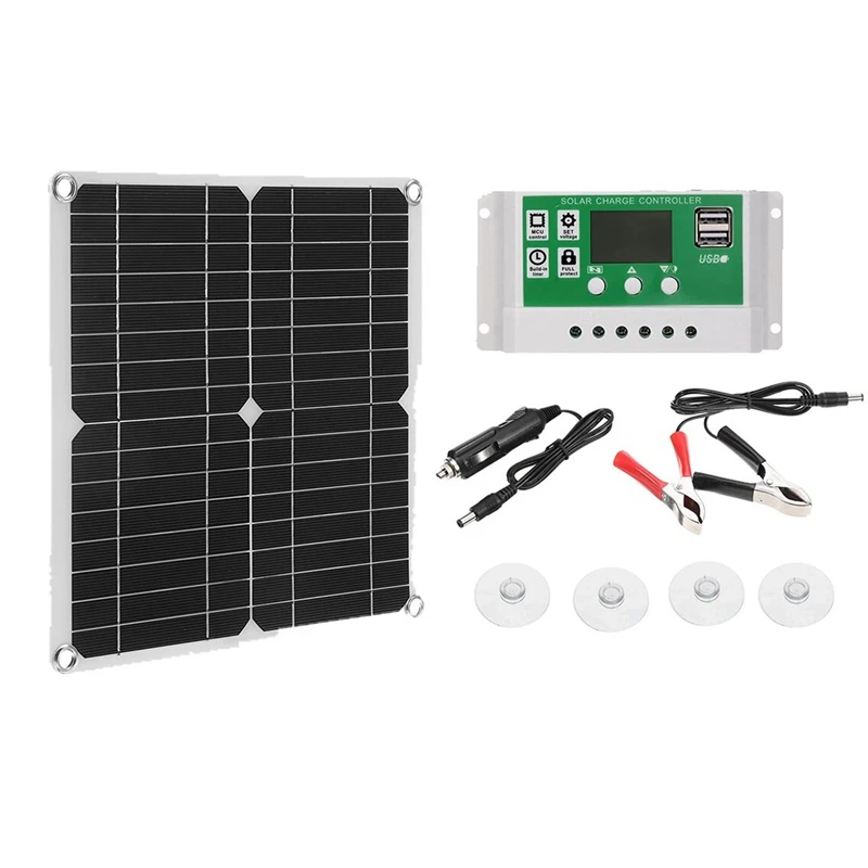 

13W Solar Panel Kit And 30A 12V PVM Solar Controller Portable Outdoor Solar Cell Camping Hiking Travel Phone USB Charger