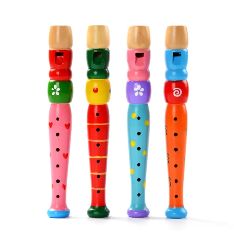 

448D Small Wooden Recorders Wooden Flute Colorful Piccolo Flute Early Education Music Sound Toys Learning Musical Instrument