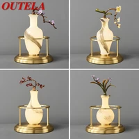 outela modern chinese table lamp creative simple vase glass led brass desk light for home living room bedside decor