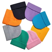 12 colors women men acrylic fibers knitted caps autumn winter elastic beanie hat warmer casual cap wholesale