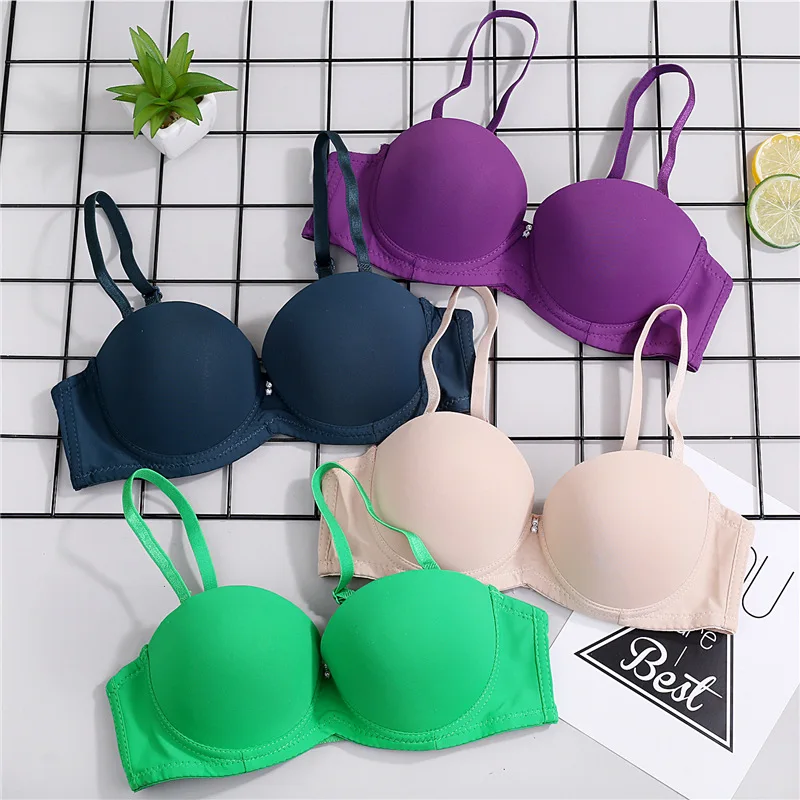 

Classic Black White Red Beige bra Padded cotton Bralette T Shirt Underwear Half Cup Gather Together Women Push Up Bras C3409