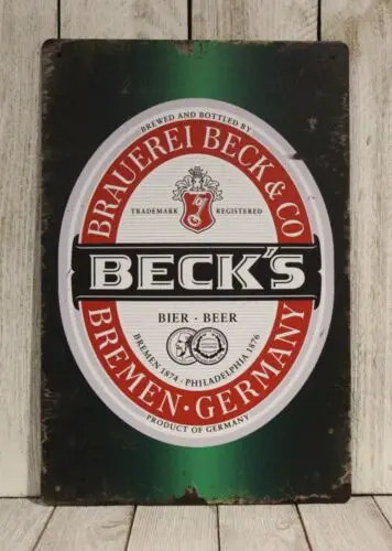Металлический постер Beck's пиво оловянный знак Becks ирландский бар паб винтажный