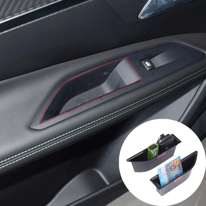 

For Peugeot 3008 3008GT 5008 2016-2020 ABS Black Car Door Inner Handle Storage Box Capacity Storage Box Car Interior Accessories