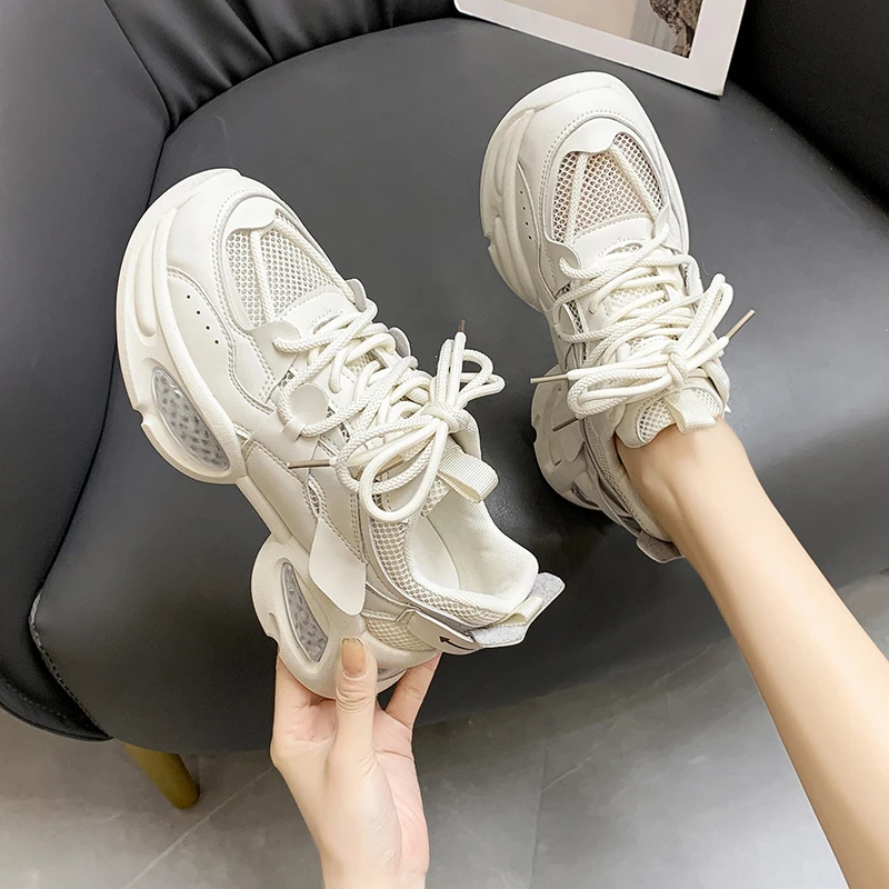 2023 Spring/Summer Thick Sports Shoes Platform Shoes Women's Wedge Casual Shoes Breathable Women's Fashion Outdoor Sports Shoes