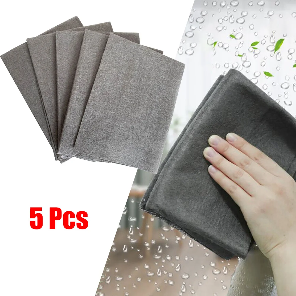 

5Pcs Magic Cleaning Cloth Thickened Microfiber Surface Instant Polishing Household Cleaning Cloth For Glass Windows Mirrors Car