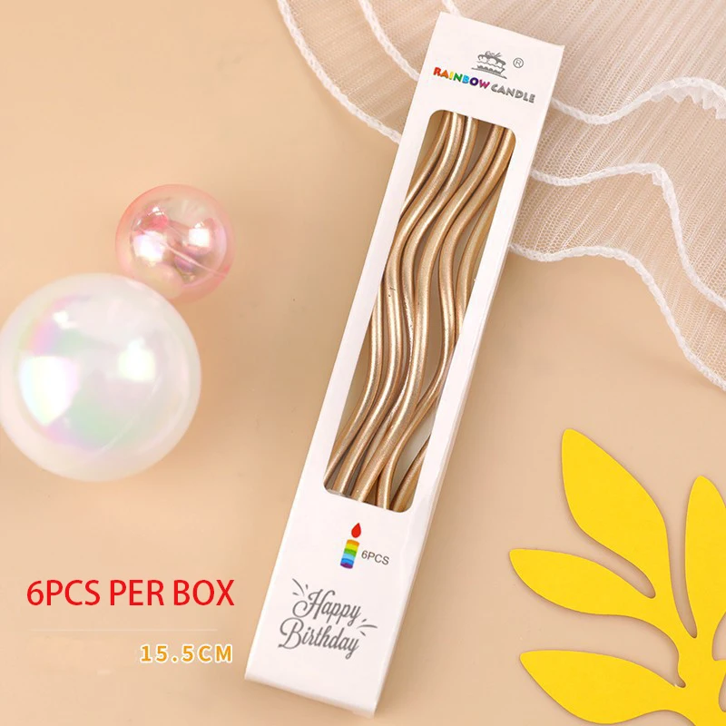 

Кривые свечи для тортов, золотые, 6 шт.