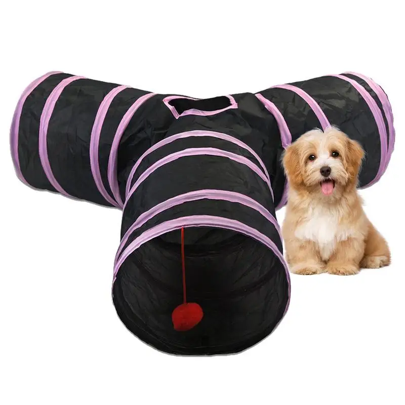 

Cat Play Tunnel 3-Way Folding Tunnel Pet Interactive Toy For Cats Cat Maze House Toy Pet Exercise Supplies For Kitten Puppy