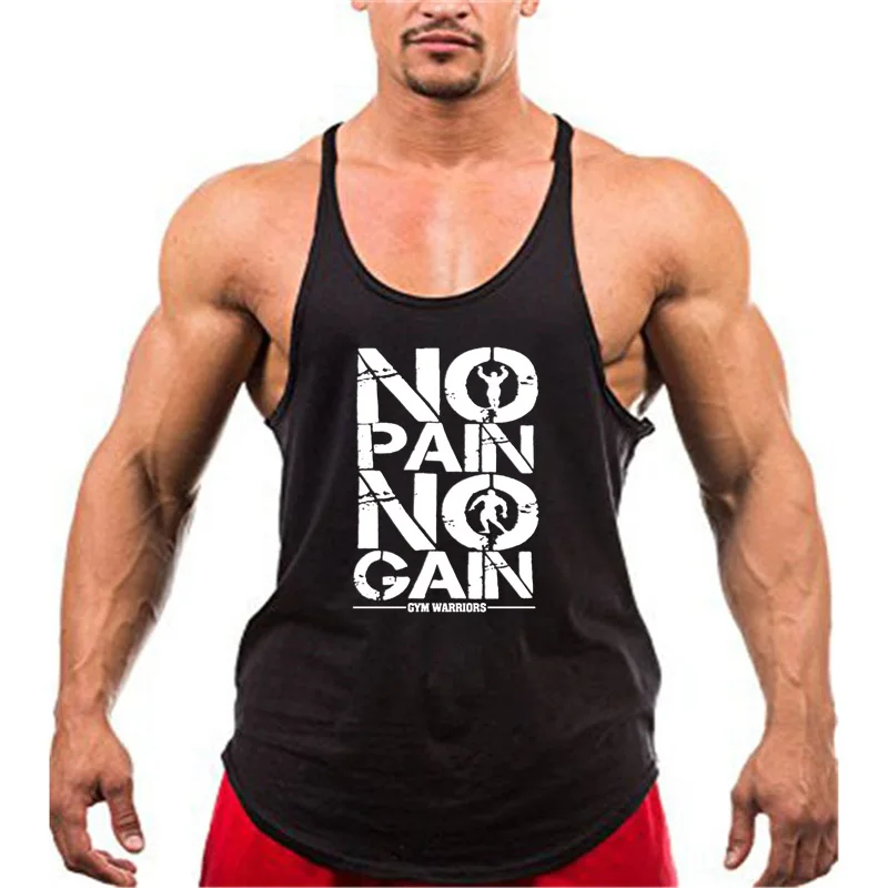 

Bodybuilding Stringer Tank Tops Men Anime funny summer Clothing No Pain No Gain vest Fitness clothing Cotton gym singlets