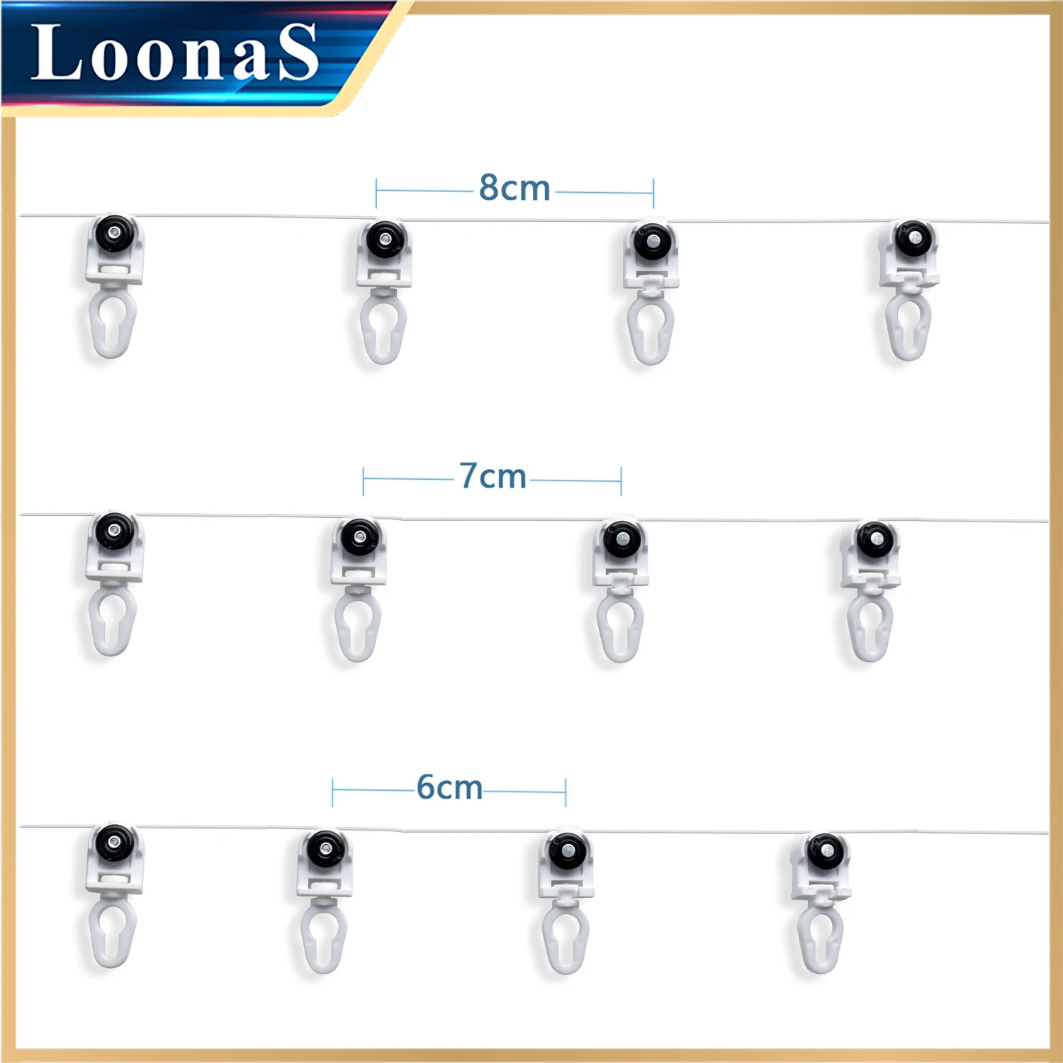 Loonas Alumimum Track Rail Glider Curtain Accessories Wheel Roller Runner Hooks