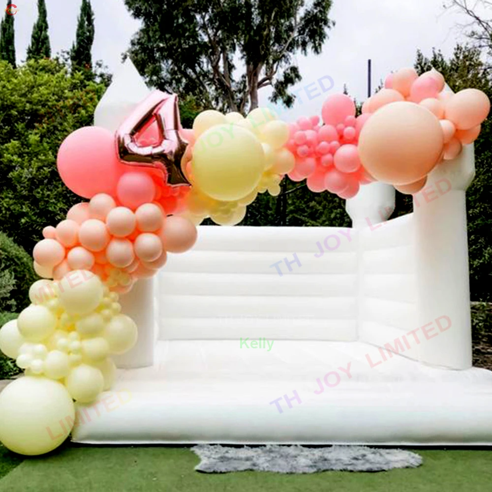 

Free door shipping 2022 popular white inflatable bouncer house air moonwalk jumper jumping bouncy castle for wedding