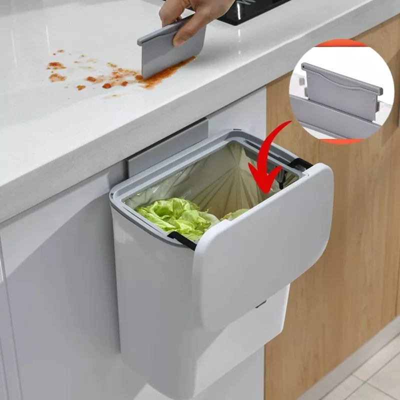 79l kitchen trash can wall mounted garbage bin recycling garbage basket waste bin cabinet door hanging with lid for bathroom free global shipping
