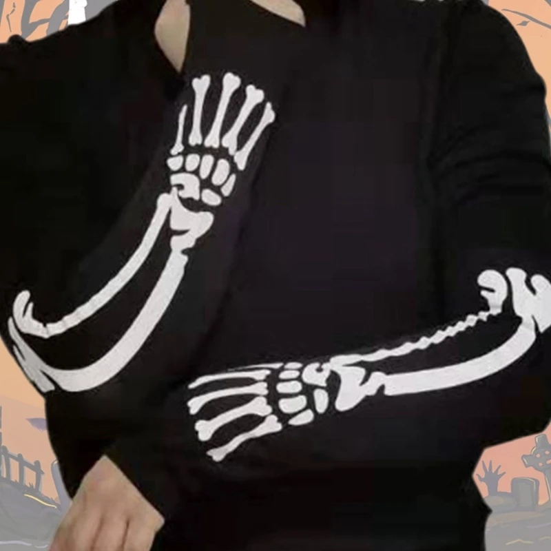 

2 Pairs Skeleton Spiders Web Bloody Sleeve Socks Set Thigh High Socks Stockings Drop Shipping