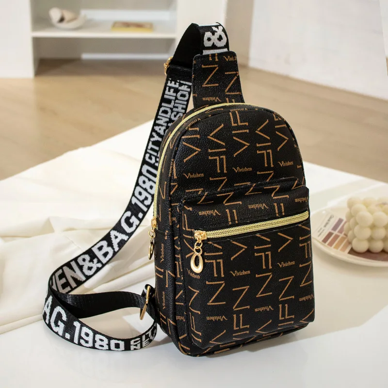 

Female Fashion Chest Bag Women PU Waterproof Messenger Crossbody Sling Bag Travel Sport Shoulder Mobile Phone Bag Waist Pack