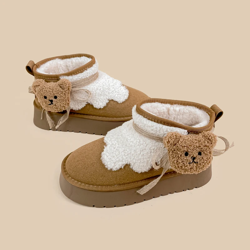 Amy and Michael Kawaii/мультяшная обувь с медведем женские массивные зимние ботинки ручной