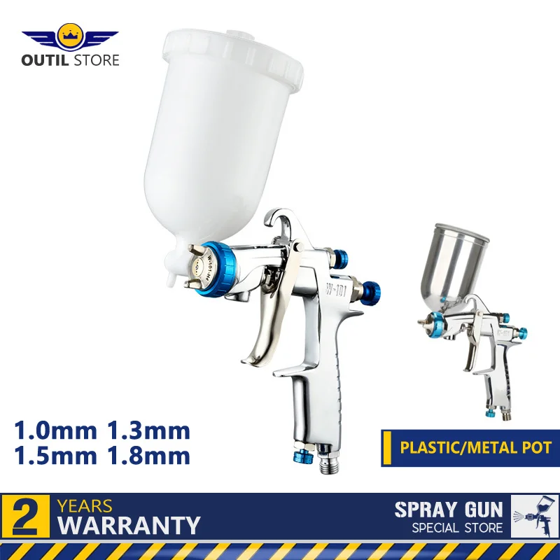 Гравитационный распылитель HVLP W101, 1,3/1,8 мм, высокое качество, аутентичный распылитель 400CC, пластиковый горшок, металлическая чашка, Пневматический Аэрограф для краски
