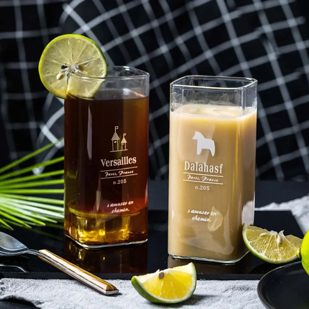 240/400 Мл Квадратная Термостойкая Стеклянная Кружка Прозрачная Простая Кофейная