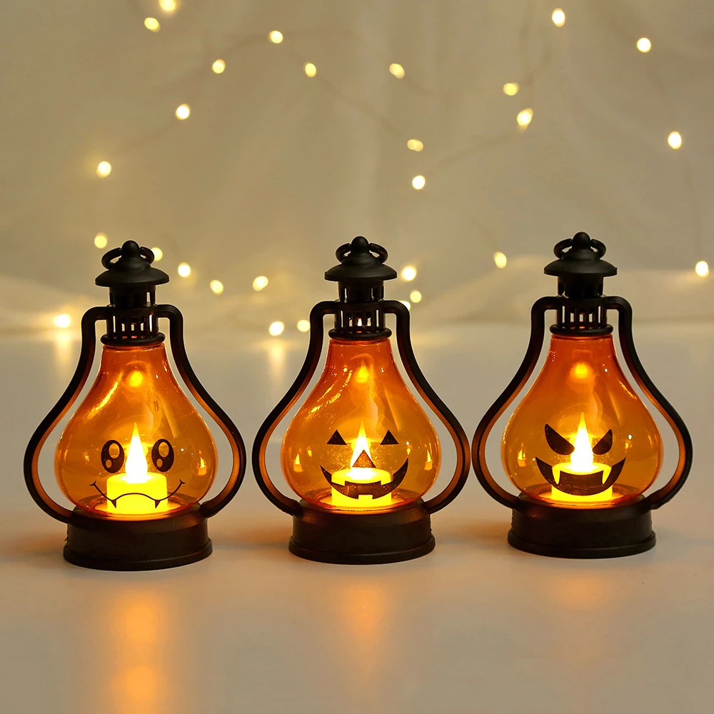

Vintage Style Decorative Lantern for Halloween Mini Lamp With Simulation Candle Halloween Light Lanterns Battery Powered SP99