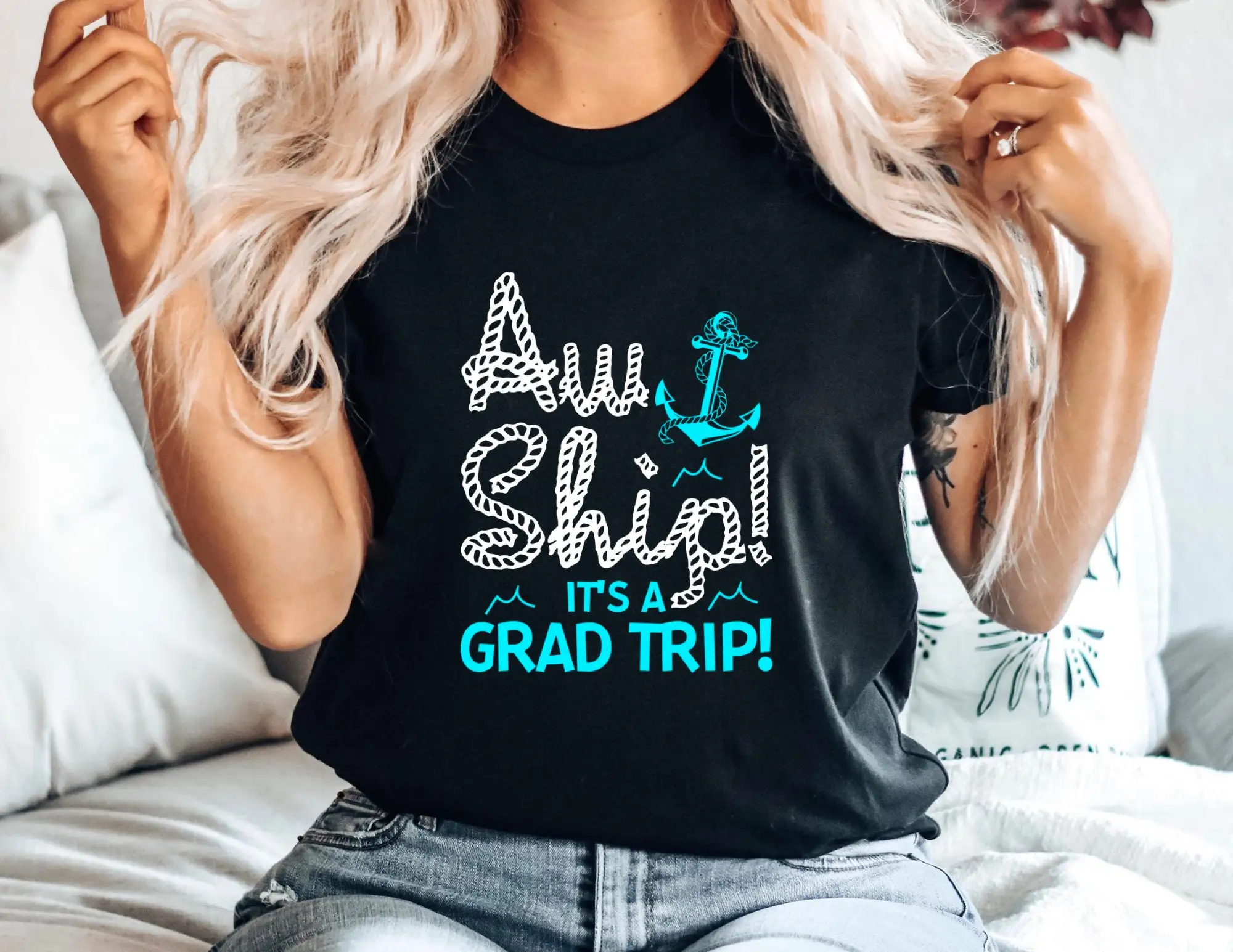 Круизная футболка с надписью Aw Ship A Grad Trip