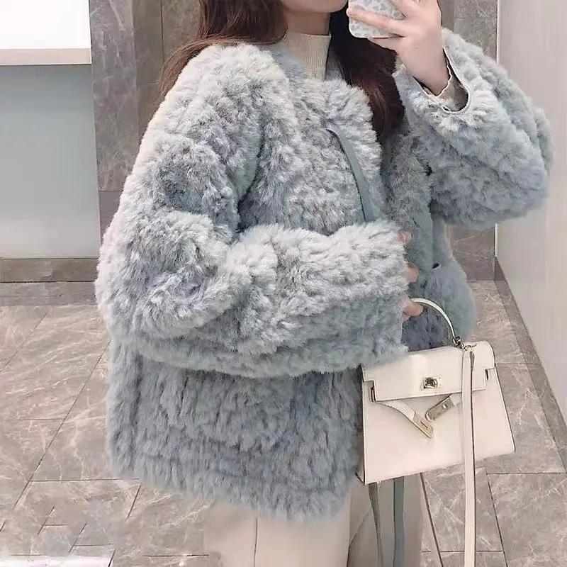 

2022 Autumn Winter Women Faux Fur Coats Ladies Elegant Thick Warm Coats Female Korean Style Faux Lamb Fur Outerwear X244