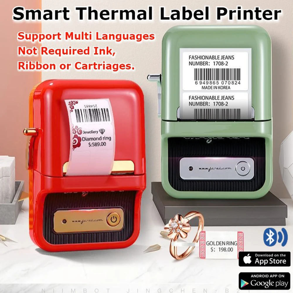 

B21 Label Printer With Transparent Thermal Sticker Roll Use To Print Price Tag Food Labels Water-Proof Niimbot Mini Label Maker