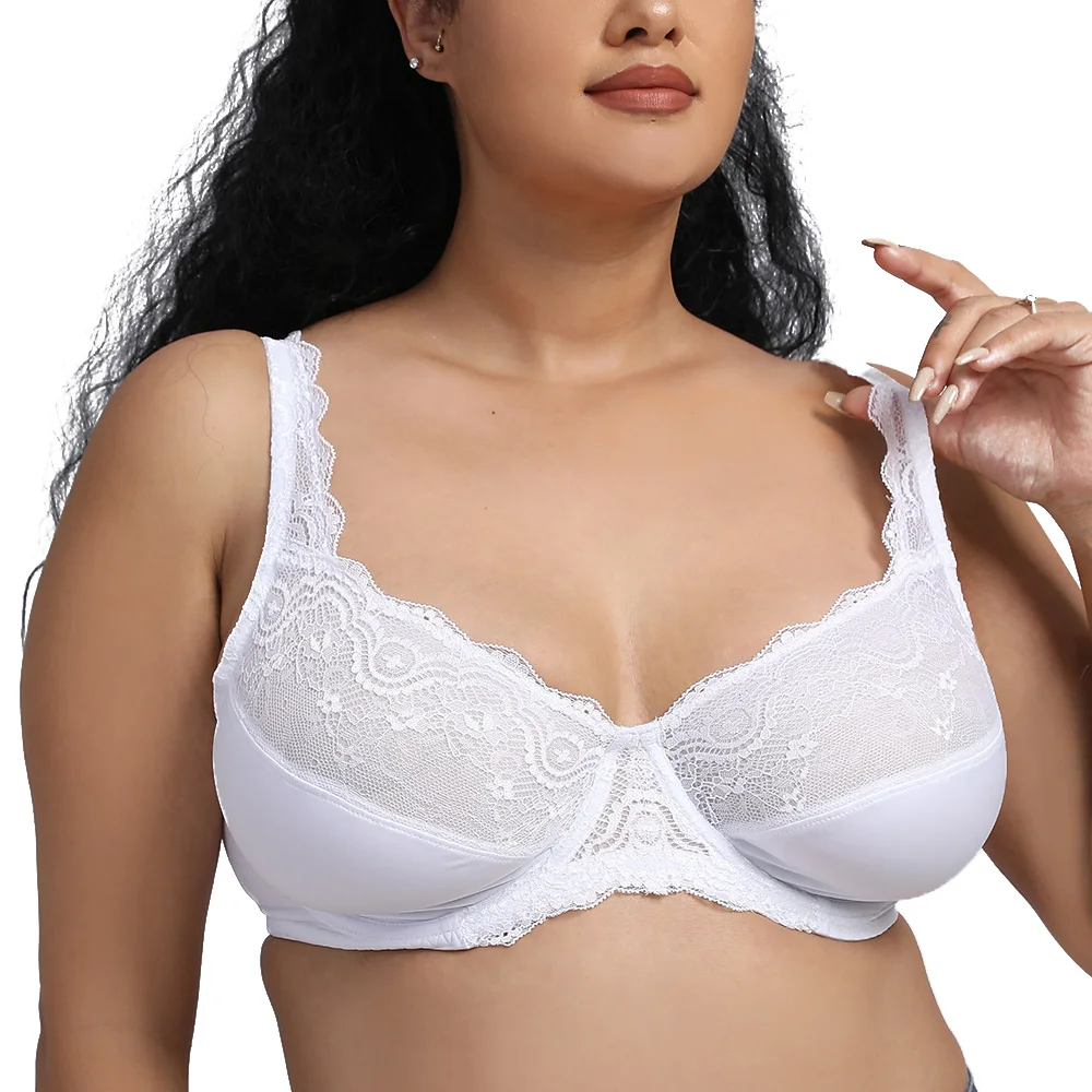 New Lace Bras Plus Size Bras For Women Underwire Unpadded Soft Sexy Black Bra Women thin Underwear Large Size B C D E Cup