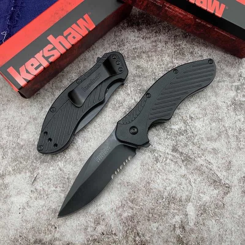 

Kershaw Clash 1605 Black Serrated Pocket Knife 3" 8Cr13MoV Blade Assisted One-Handed Flipper Opening Outdoor Folding Utility EDC