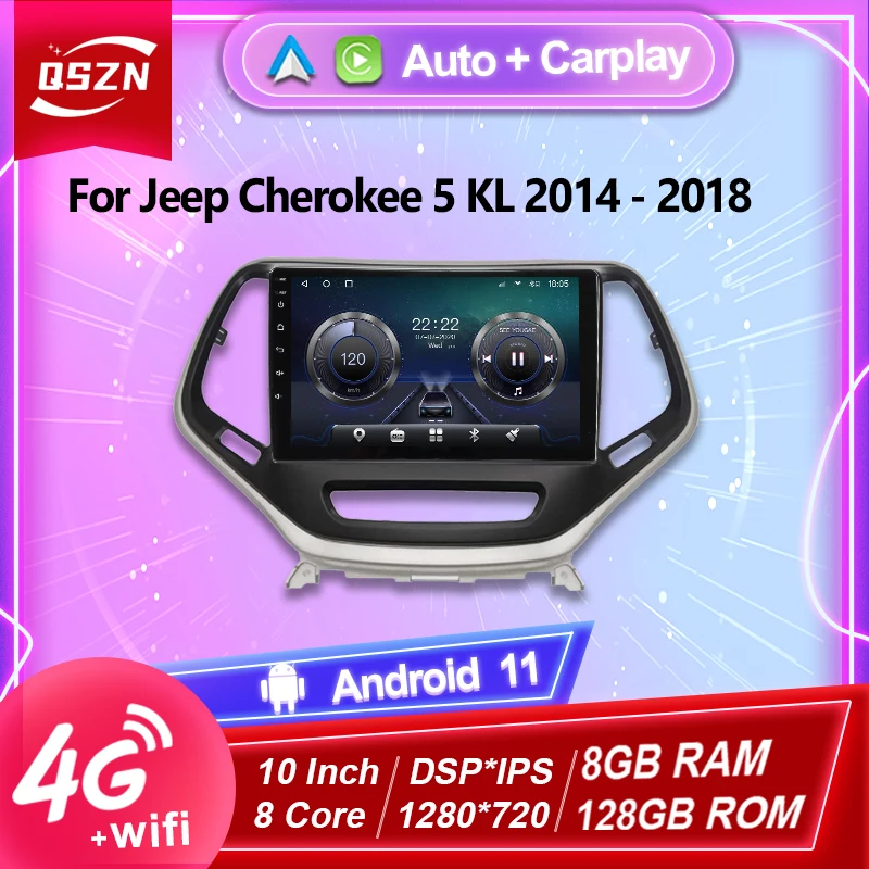 

Android 11 8 + 128G автомобильное радио для Jeep Cherokee 5 KL 2014 2015 2016 2017 2018 4G Carpaly Авто GPS мультимедийный плеер