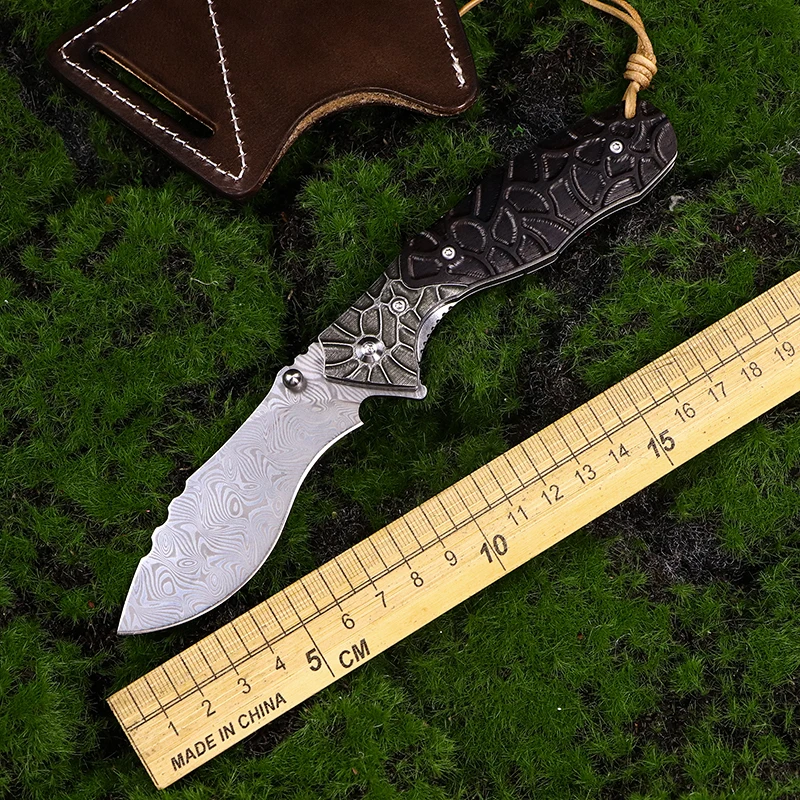 110 floor Damascus steel pocket knife outdoor knife camping EDC survival hunting folding knife tactical manual tool