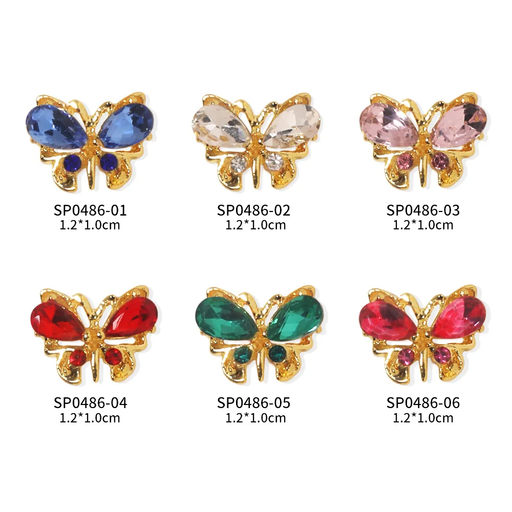 

New Kawaii Metal Small Butterfly Nail Accessories Luxury Sweet 3D Alloy Inlaid Diamond Rhinestone Nail Art Decoration Charms