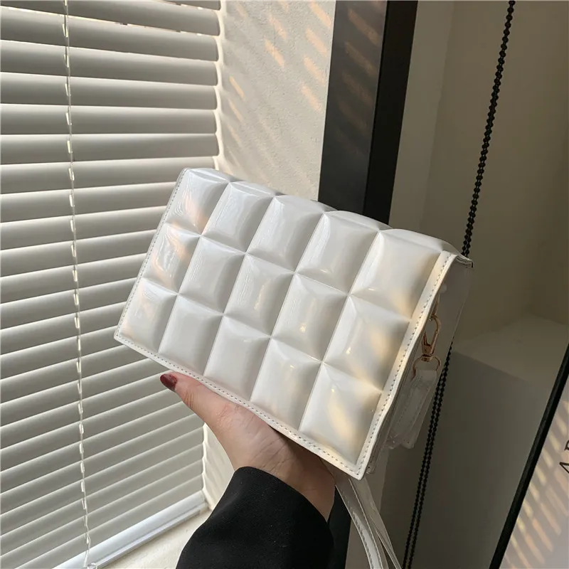 

Jelly Purses New Lingge Bags for Women Solid Color Leather Jelly Bag Shoulder Bag Handbags Lipstick Bag Satchels Bolsa Feminina