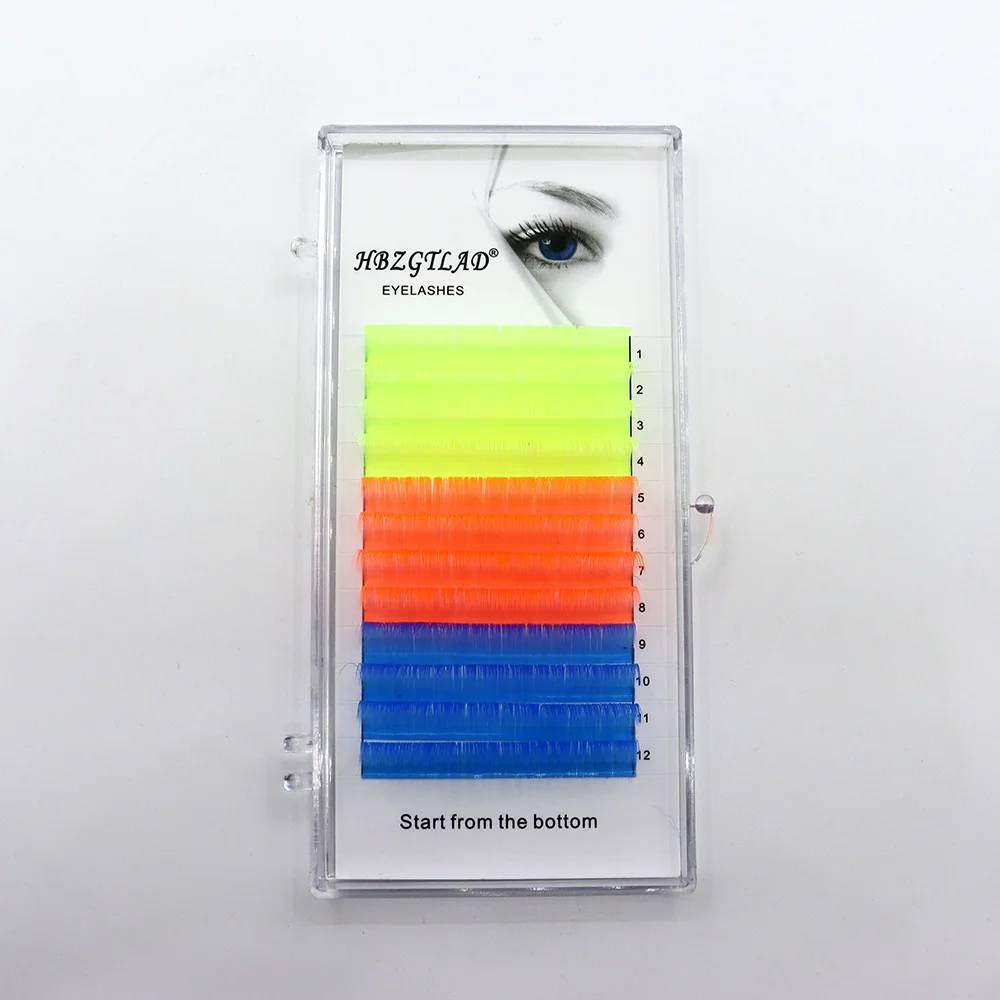 Разноцветные люминесцентные ресницы красочные светящиеся прививные накладные