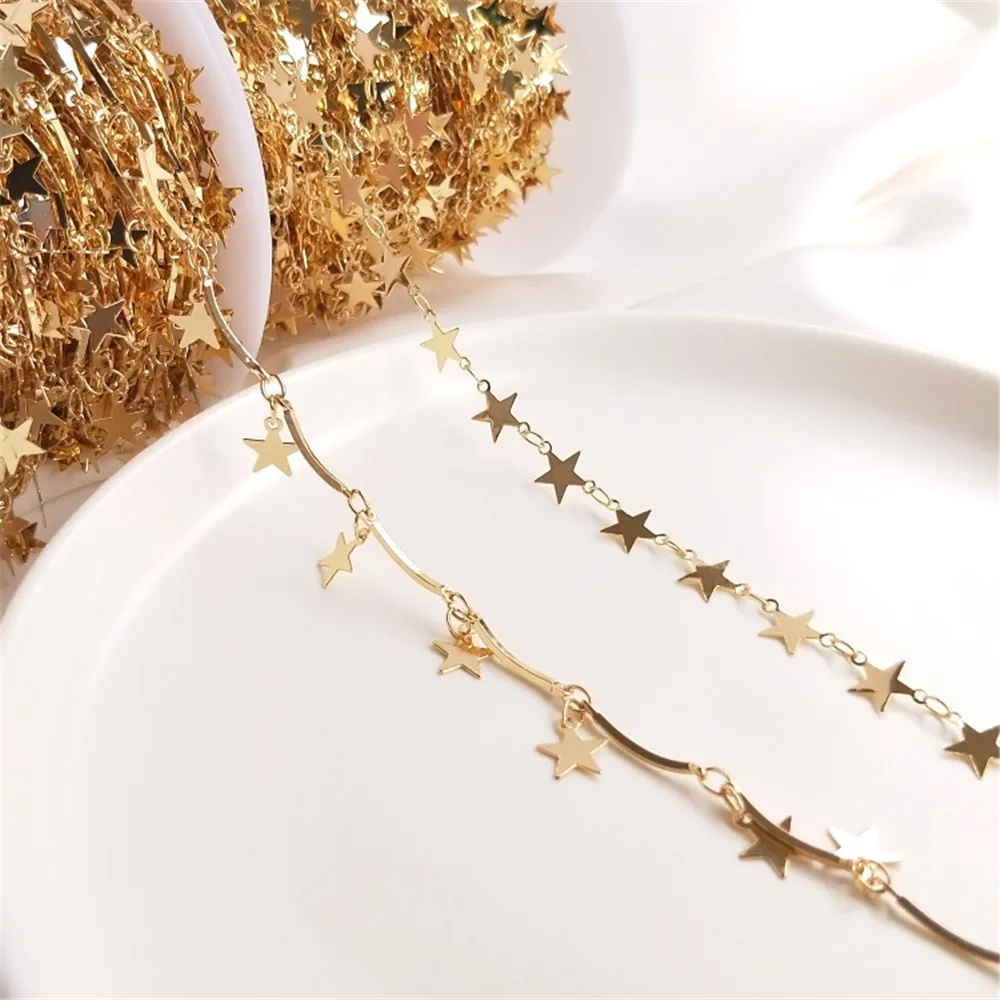 

14K Gold Filled Plated Five-pointed star chain Hanging star chain handmade DIY bracelet accessories homemade necklace materials