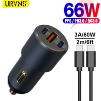 urvns 66w usb c car charger 33w pps 30w pd qc3 0 fast charge usb charger for iphone 1313 pro max ipad minipro samsung