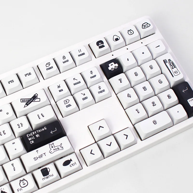 

130 Keys Black Cartoon Personalized XDA Profile Keycaps Dye Sublimation PBT Keycaps for MX Switch GK61 GK64 Mechanical Keyboard