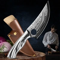 damascus kitchen knife 5cr15 stainless steel boning knife laser pattern kitchen knives japanese knife cleaver cooking tools