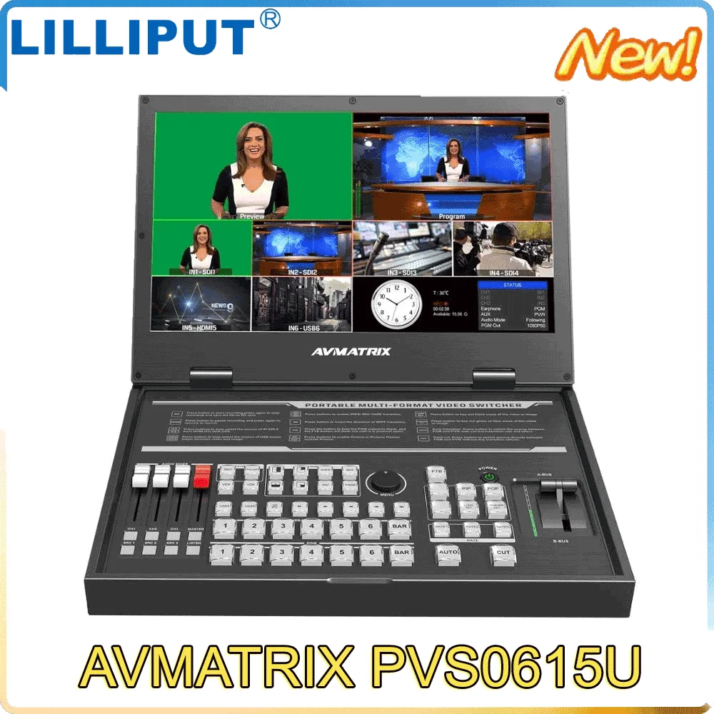 

Avmatrix PVS0615U Portable 6CH SDI/HDMI Cable-Compatible Multi-format Streaming Switcher Video Switcher for Live Stream Sport