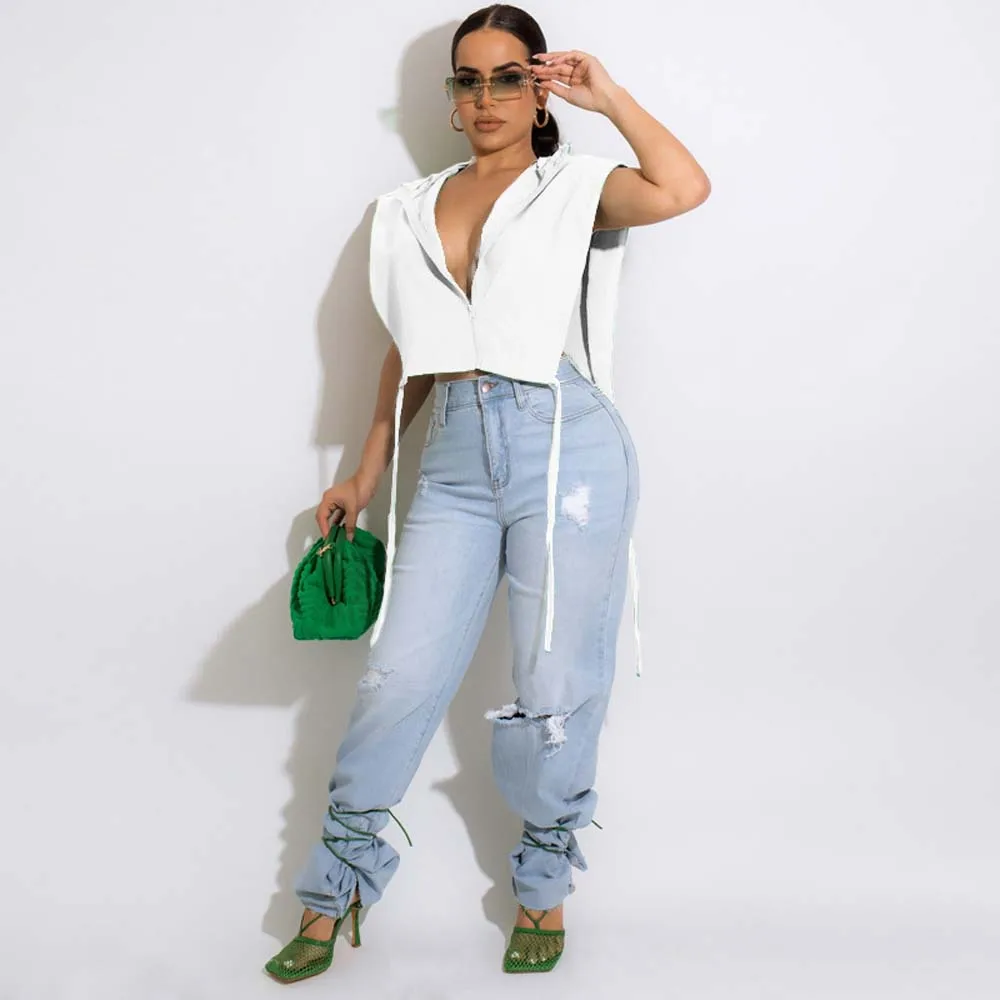 Новая модная однотонная блузка на молнии с отворотом топ коротким рукавом