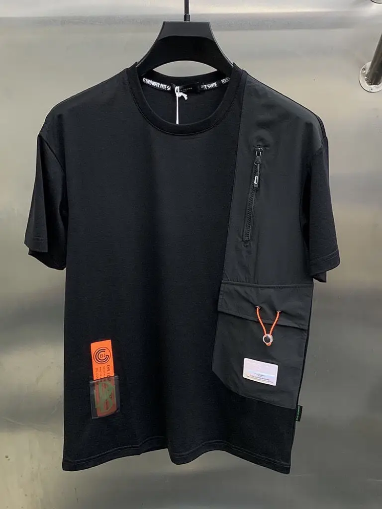 Мужская одежда летняя Корейская версия Молодежный пуловер с круглым вырезом