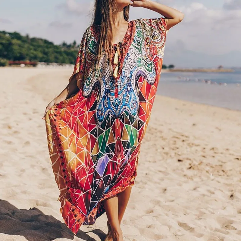 

New Quick Dried Beach Robe, Beach Vacation Loose Fit Dress, Bikini Overlay, Swimwear Cover Up, Female