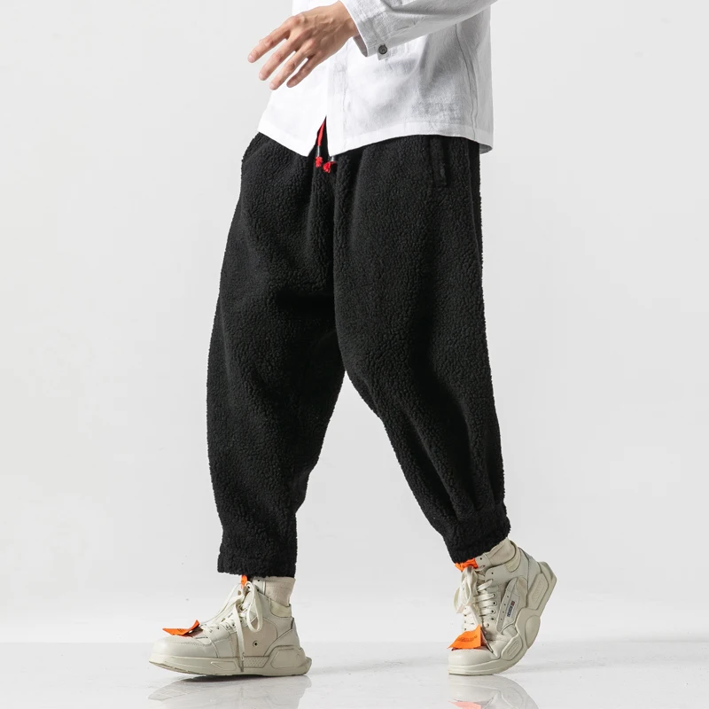 2022 Men Fleece Harem Pants Mens Casual Elastic Waist Warm Pants Brand Male Joggers Hip Hop  Lamb Wool Trousers 5XL