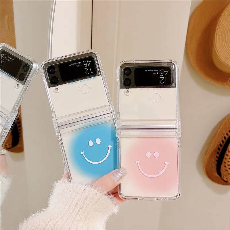 

Cute Smiley Phone Cases For Samsung Galaxy Z Flip 3 Full Coverage Clear PC Hard Cover Case For Samsung Galaxy Z Flip3 5G