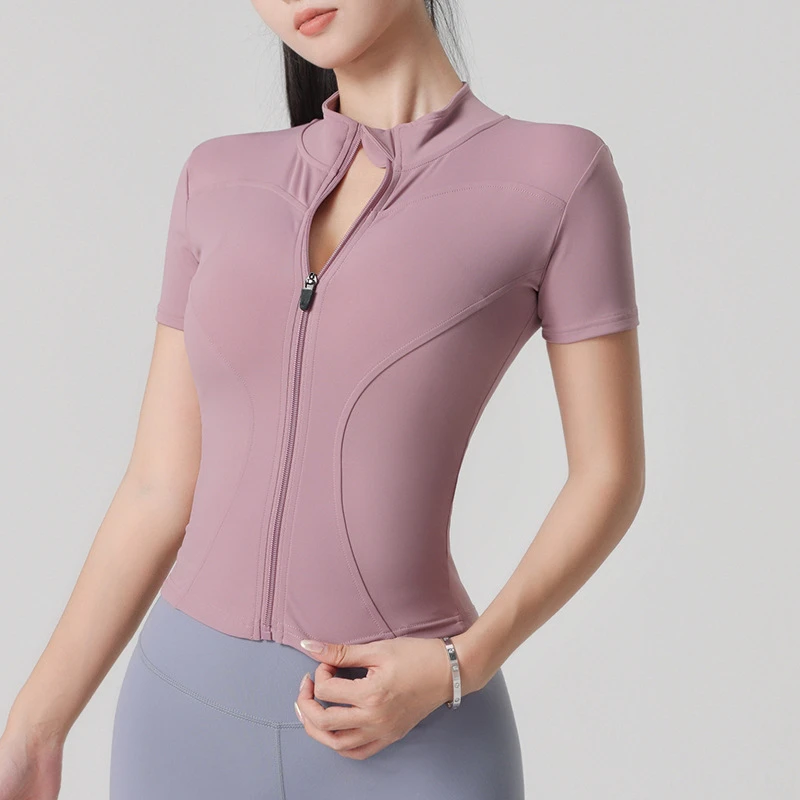 Lightweight Breathable Women Sports Short Sleeve Jacket Quick Dry Running Fitness Jacket