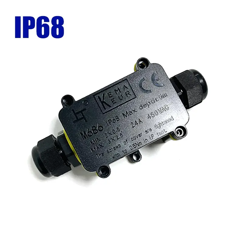 

2/3 Way Outdoor Waterproof Junction Box IP68 LED Terminal Block 3P 6-12mm Electrical Wiring Accessories 450V 24A Flame Retardant