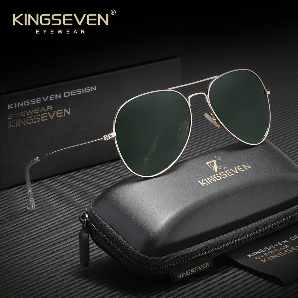 Фото Солнцезащитные очки KINGSEVEN Pilot из сплава, поляризационные, с защитой от УФ-излучения UV400, антибликовые, женские, ретро, люксовые №2