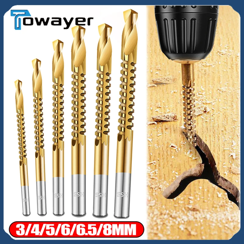 

6Pcs Cobalt Drill Bits Set Spiral Metric Composite Tap Drill Bit Tap Twist Drill Bit Wood Drill For Cutting Drilling Slotting