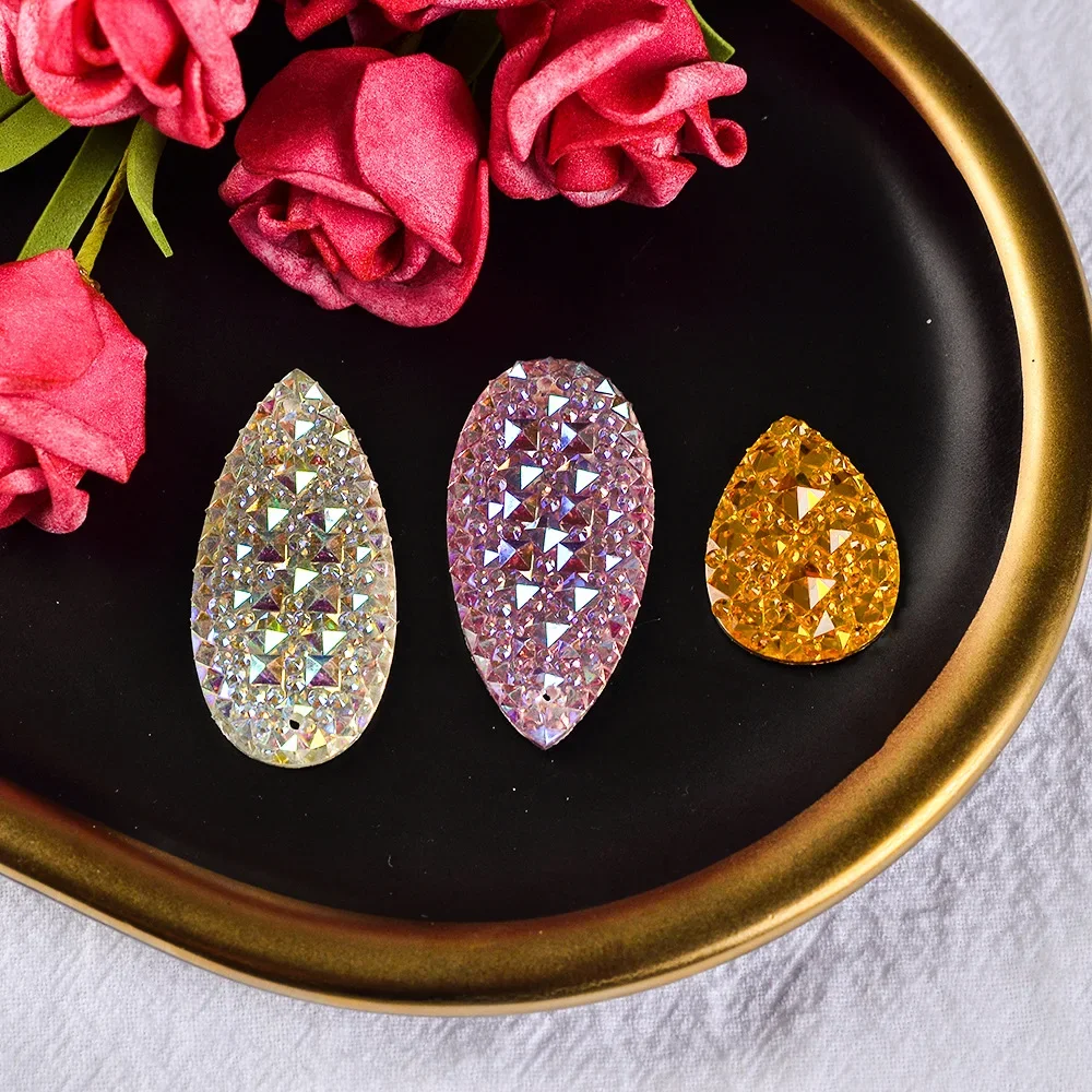 Красочная смола посеребренная основа в форме капли воды квадратное лицо