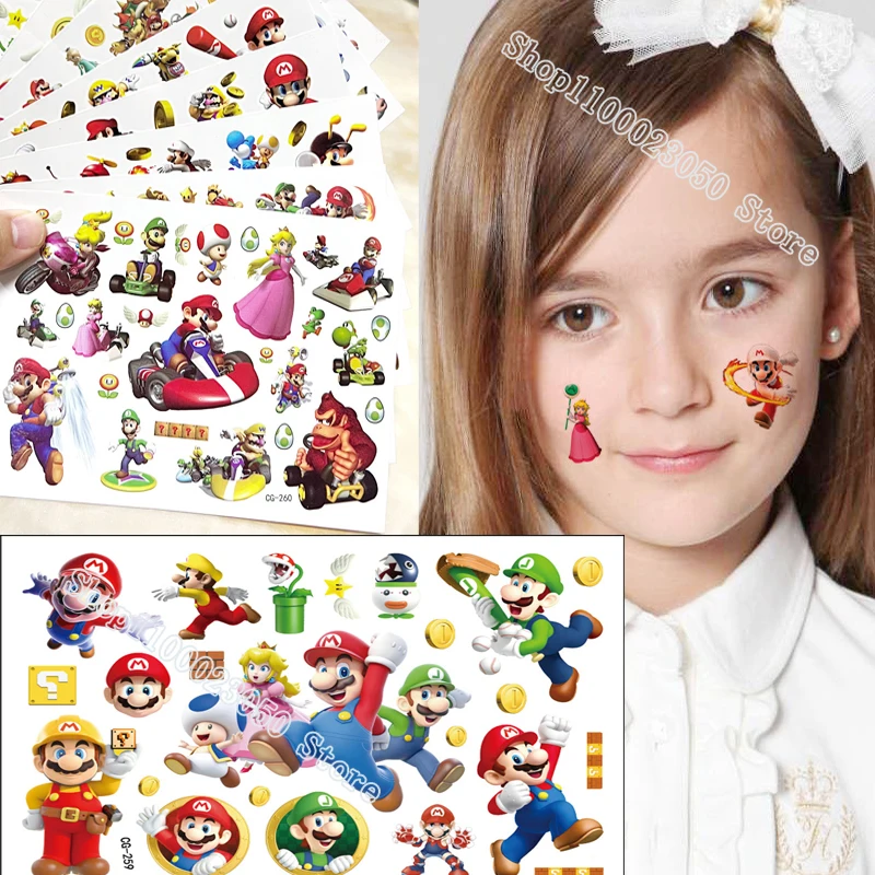 Наклейки с татуировками Супер Марио |