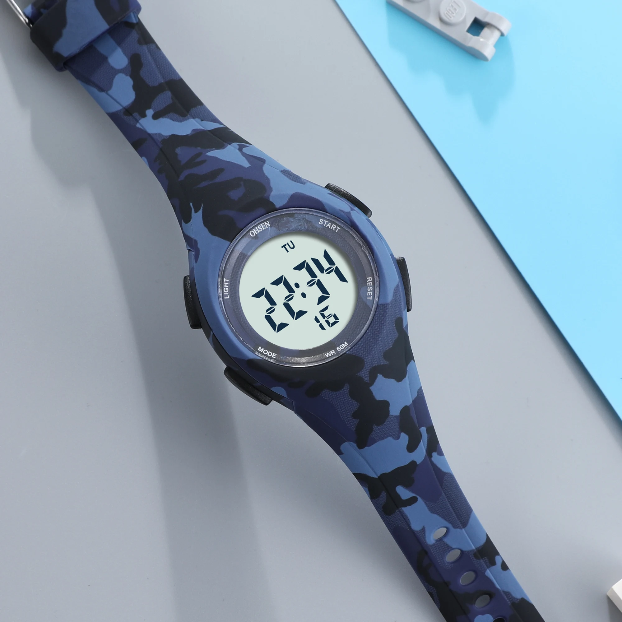 

New Kids Sport Watches 50M Waterproof Army Blue Silicone Electronic Wristwatch Stopwatch Children Digital Watch For Boys Girls