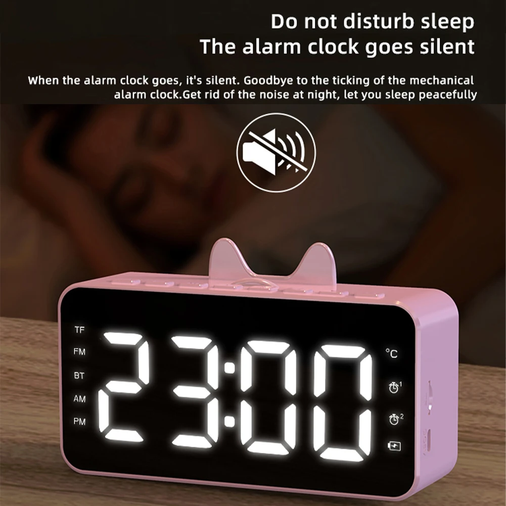 Зеркальный будильник HIFI беспроводной держатель для телефона регулируемая